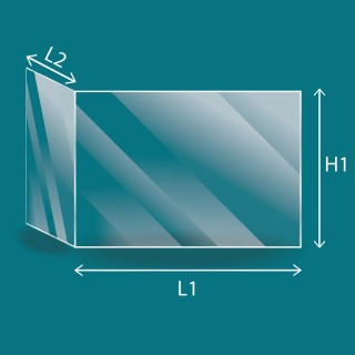 Vitre Pliée - Fondis Vitre pliée - Dim. (839,5+510) x 456 mm
