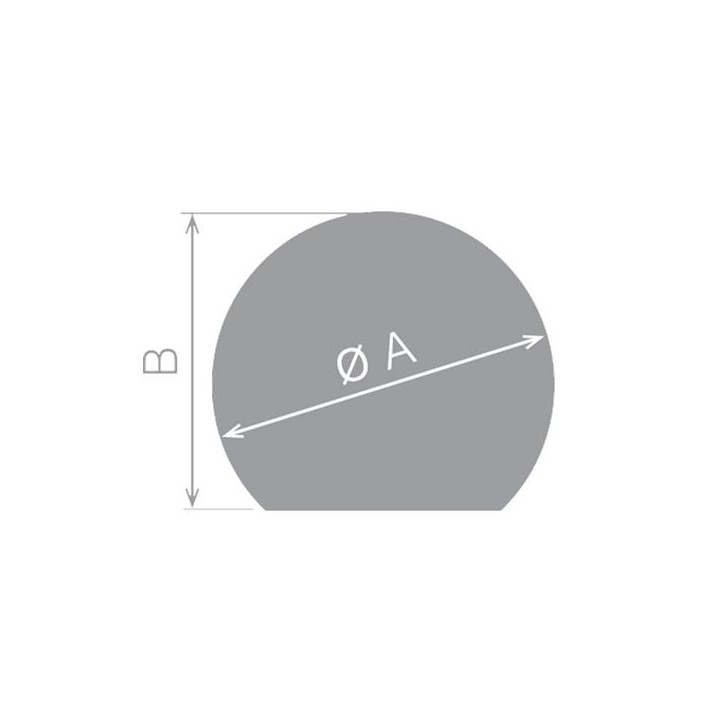 Plaque de sol verre clair Rond coupé 900 x 1000 mm Rayon 500