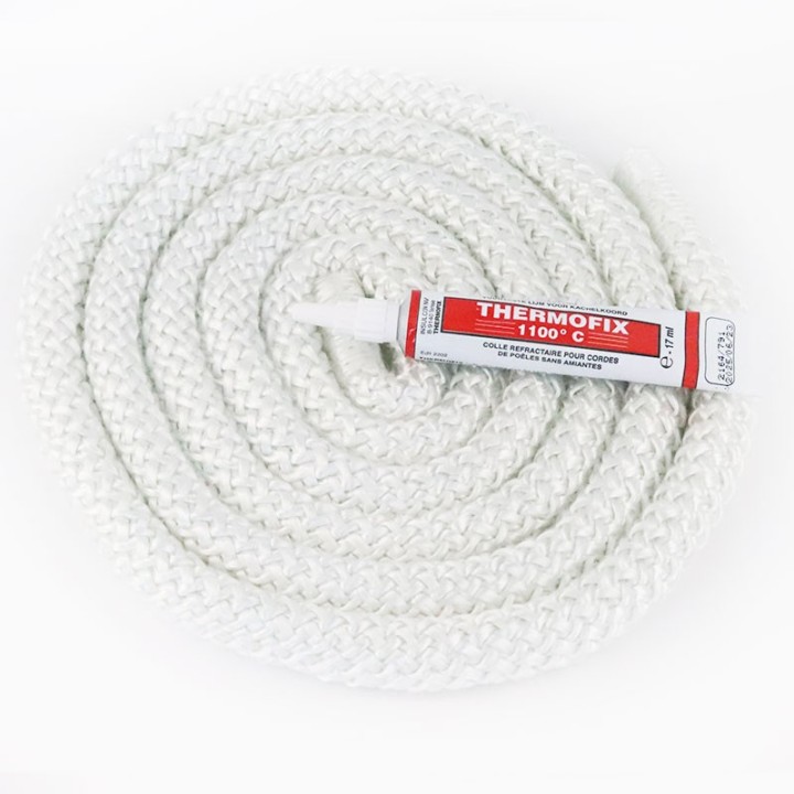 Junta Redonda Trenzada (blanca) ø 15 mm x 2,5 m + pegamento - Capska