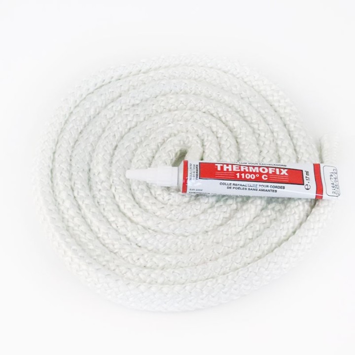 Joint rond tressé ø 12 mm x 2,5 m + colle