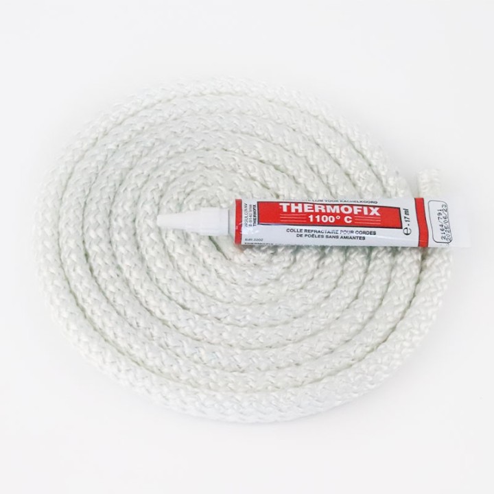 Round Braided Gasket (white) ø 10 mm x 2,5 m + glue - Capska