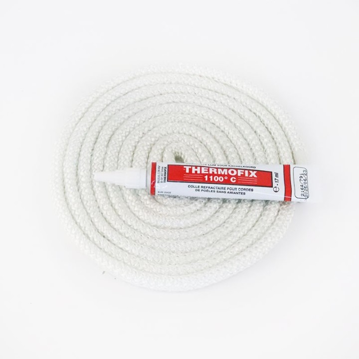 Junta Redonda Trenzada (blanca) ø 8 mm x 2,5 m + pegamento - Capska Junta Redonda Trenzada (blanca) ø 8 mm x 2,5 m + pegamento - Capska