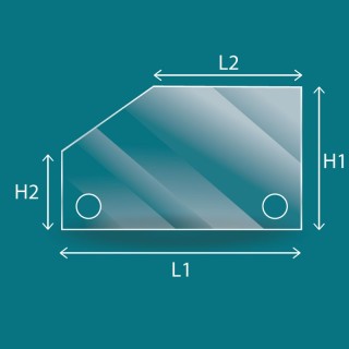 Vitre sur mesure rectangle 1 angle coupé pour poele et insert - Capska