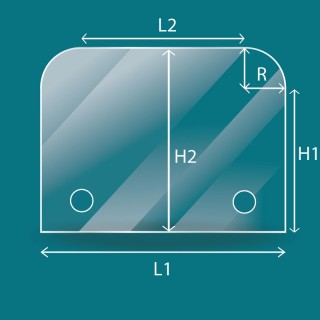 Glas mit 2 abgerundeten Ecken maßgeschneidert für Kamin - Capska