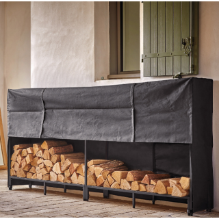 Stoker Outdoor Log Rack Black Steel Wood Storage - Capska