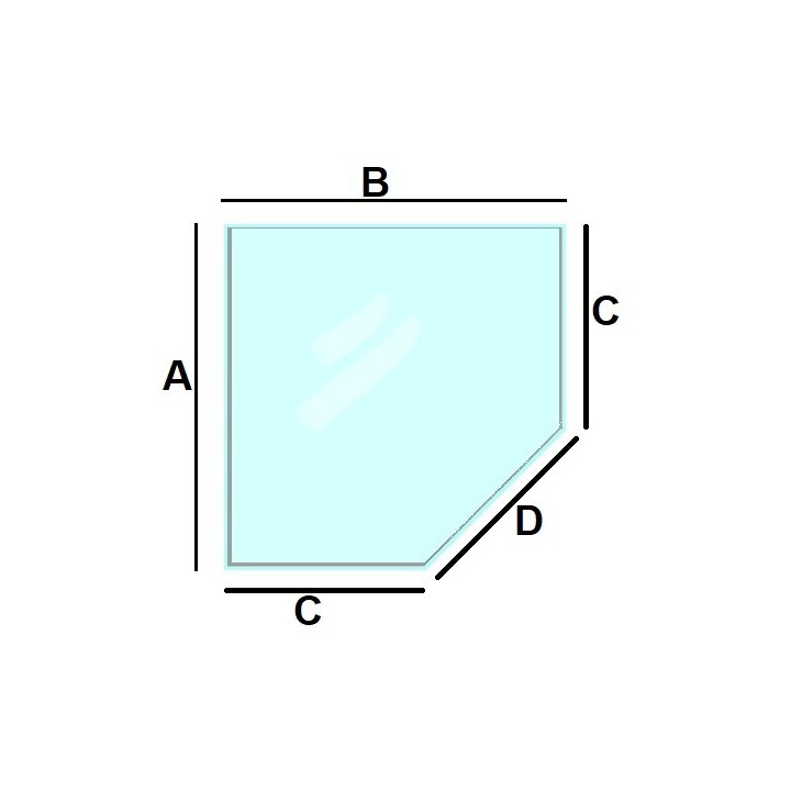 Eckige Glasbodenplatte mit 1 abgeflachtem Winkel 100x100cm - Capska
