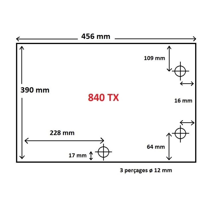 Vitre Godin PANORAMIQUE 840 TX (avec perçage) - Verre Rectangle Percé pour insert