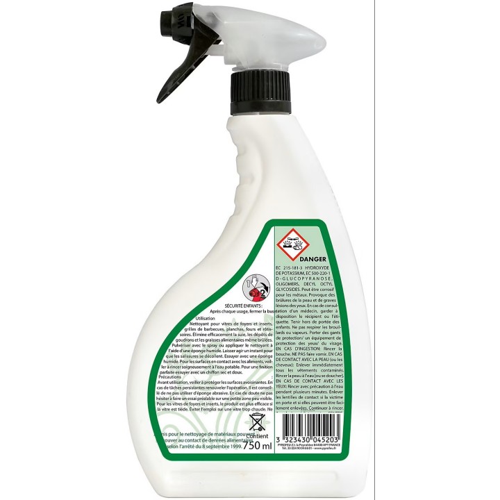 Cleaner for glass inserts, stoves, barbecues, planchas - 750 ml spray - Capska