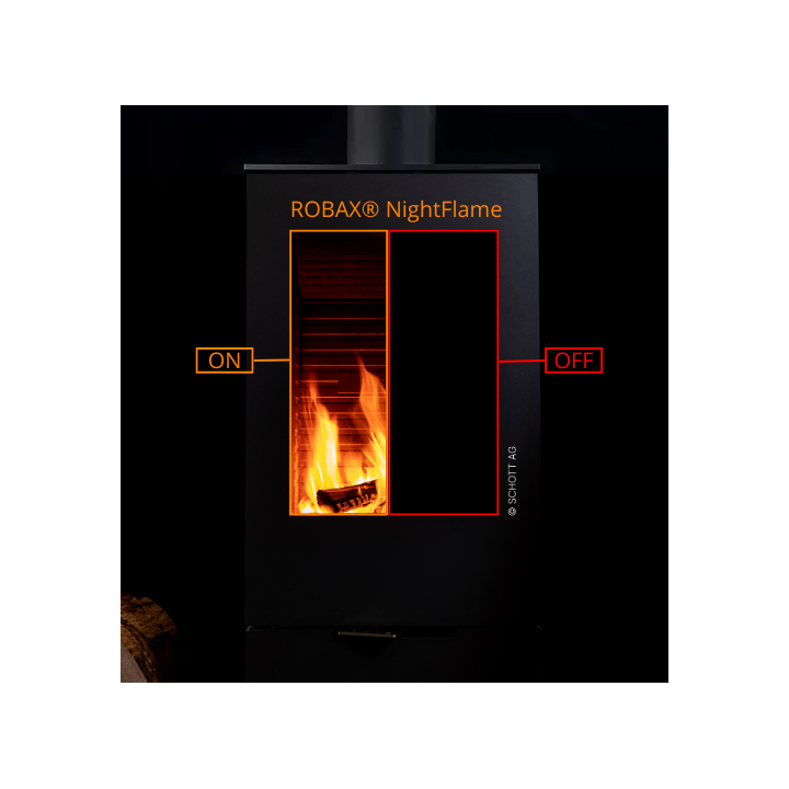Contura 600/610/620/630/635/650/655/660/670/690 Glas - ROBAX NightFlame® Effekt