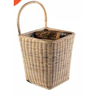 Dixneuf Grey Natural Rattan Cart - Firewood Storage