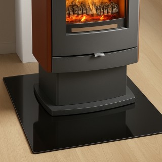 Quadratische Bodenplatte aus lackiertem Schwarzglas 80x80cm - Capska Quadratische Bodenplatte aus lackiertem Schwarzglas 80x80cm - Capska