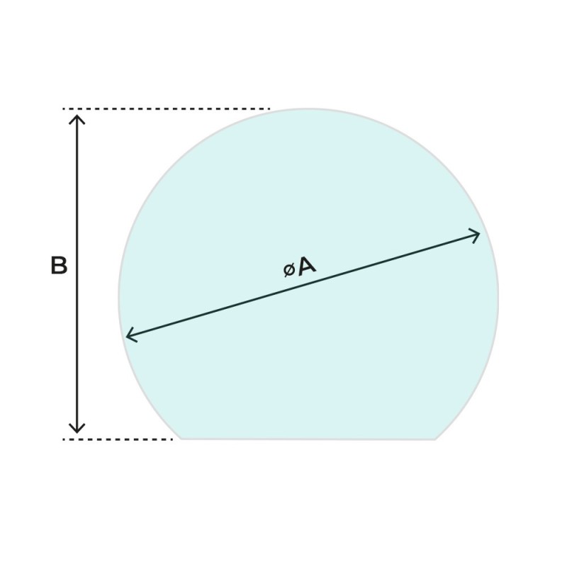 Plaque de sol en verre trempé en forme de rond coupé pour poele diamètre 100cm- Capska