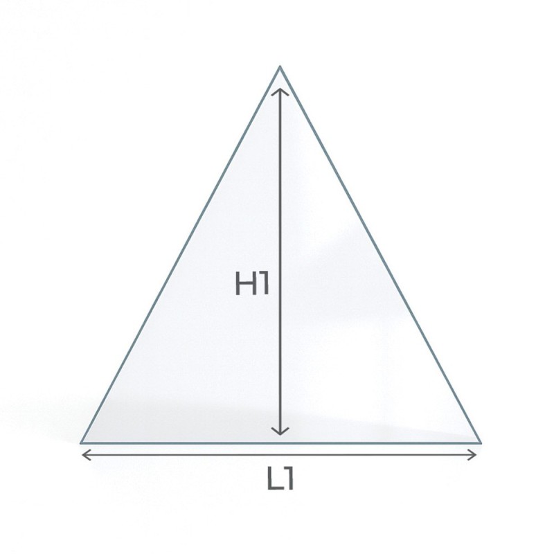 Vitre plate de forme triangulaire 5 mm sur mesure schéma