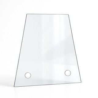 Vitre percée sur mesure forme trapèze isocèle Vitre percée sur mesure forme trapèze isocèle