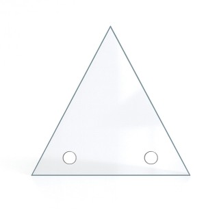 Vitre percée sur mesure forme triangulaire Vitre percée sur mesure forme triangulaire