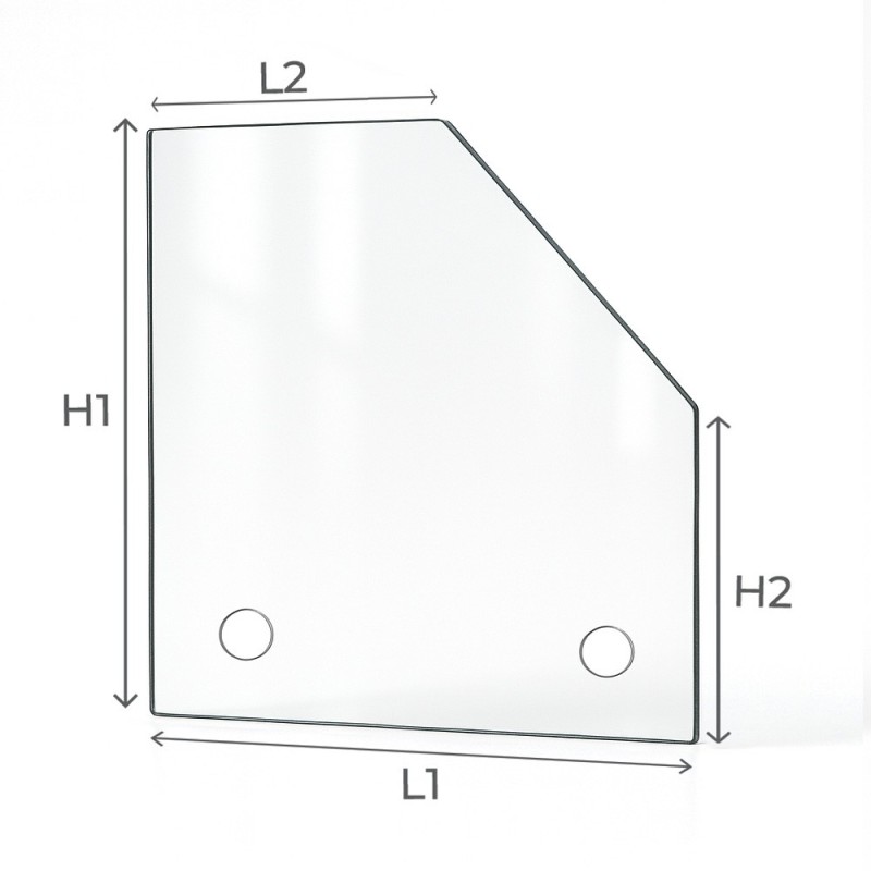 Vidrio plano con 1 ángulo cortado en vidrio vitrocerámico para insert o estufa de leña - Capska