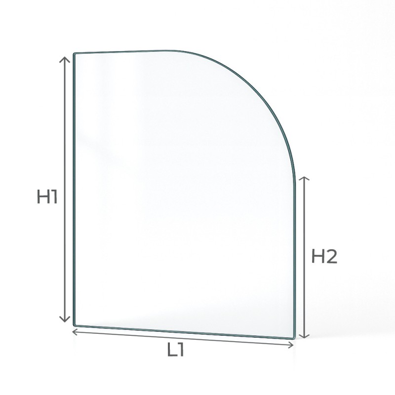 Franco Belge GASCON 11 KW Glas - 1 abgerundete Ecke Rechte Seite Kaminglas für Kaminofen