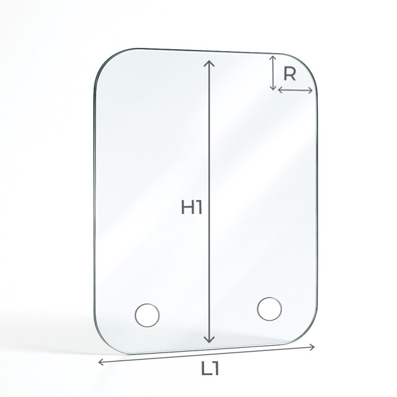 Vidrio plano con 4 ángulos redondeados en vidrio vitrocerámico para insert o estufa de leña - Capska