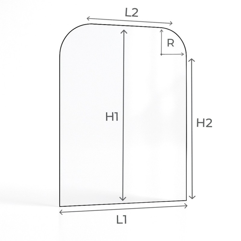 Vetro con 2 angoli arrotondati tagliato su misura per inserti - Capska